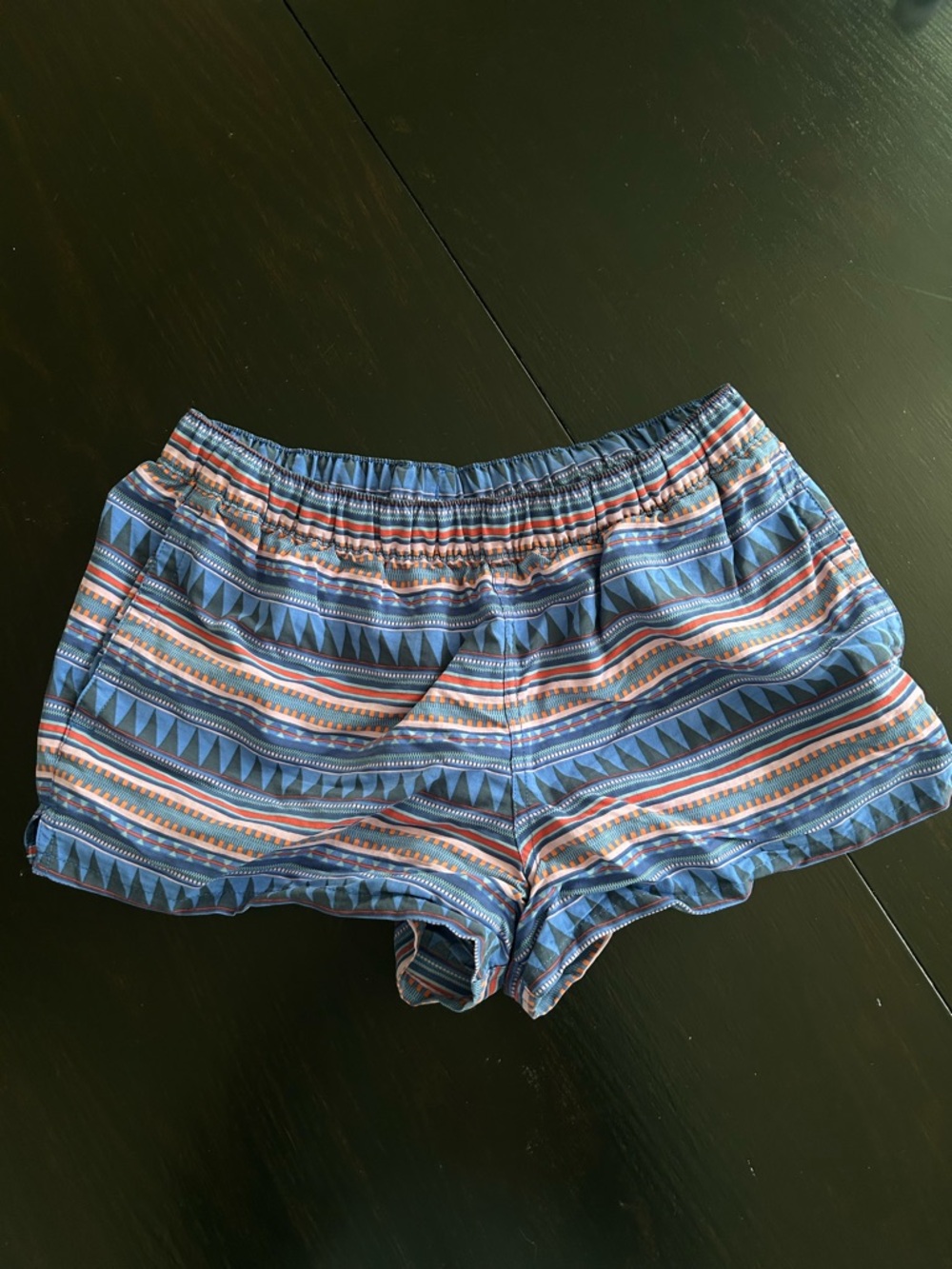 Patagonia Blue Aztec-Pattern Athletic Shorts